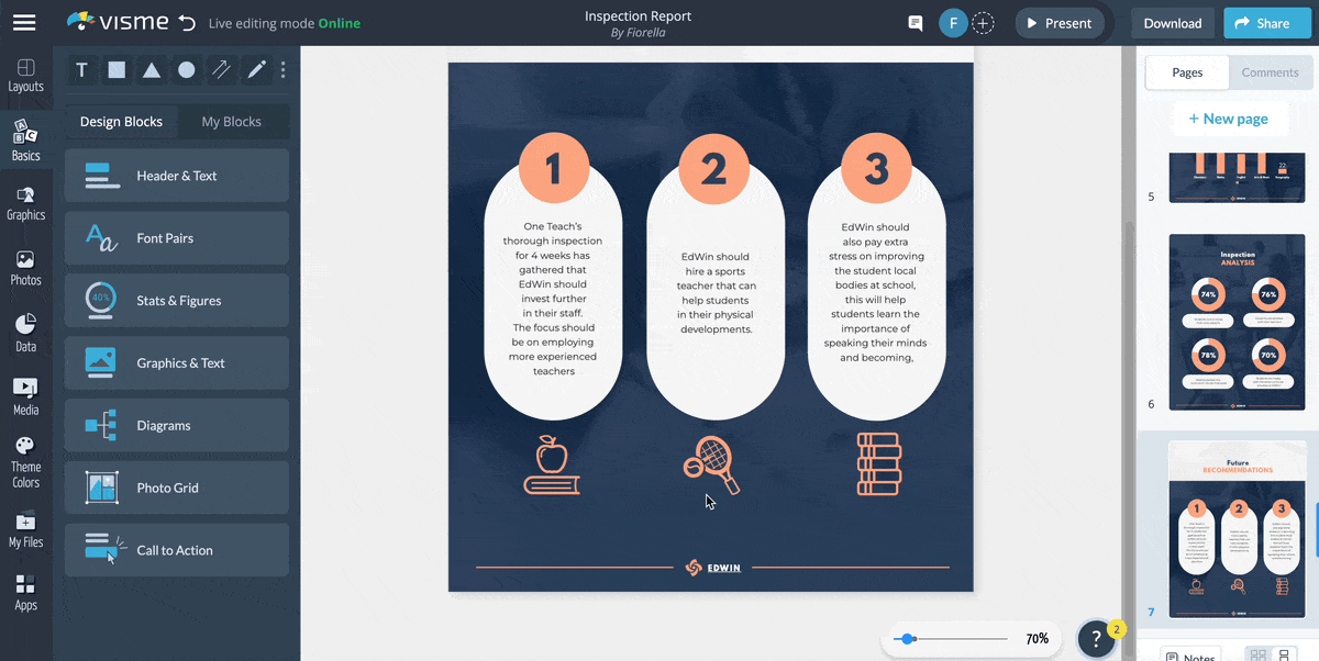 business report - Animating objects in Visme