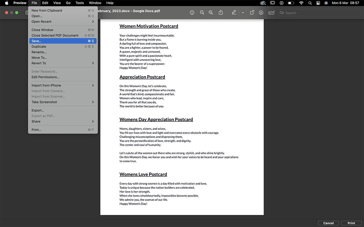 Save your document as PDF