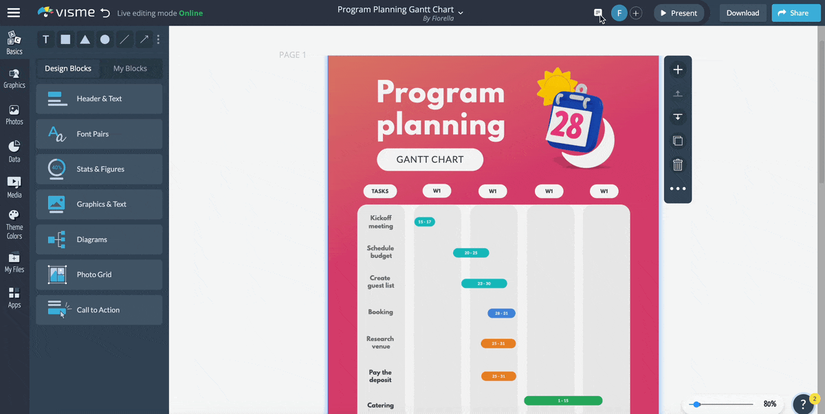 Tagging team members in Visme