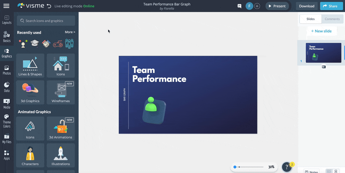 a gif of data visualization in Visme