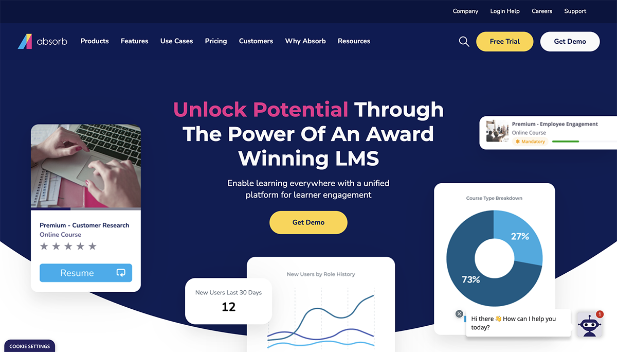 Scorm compliant- Absorb home page
