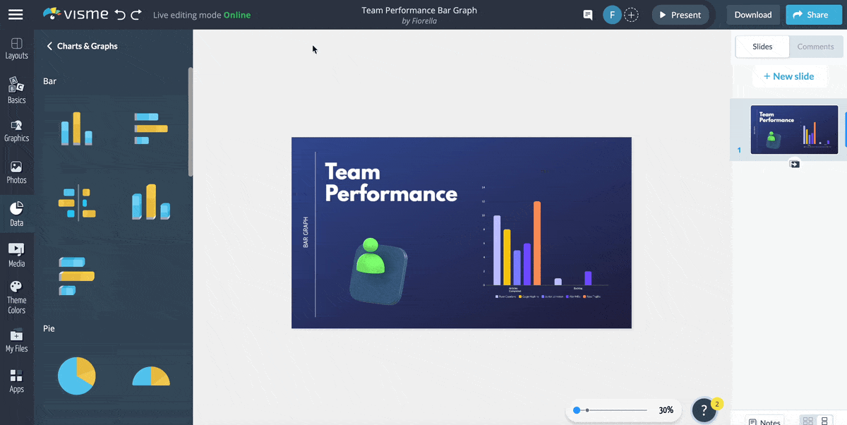 a gif of radial graphs in Visme