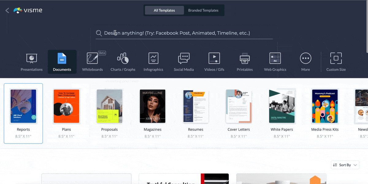How to select a training material template in Visme