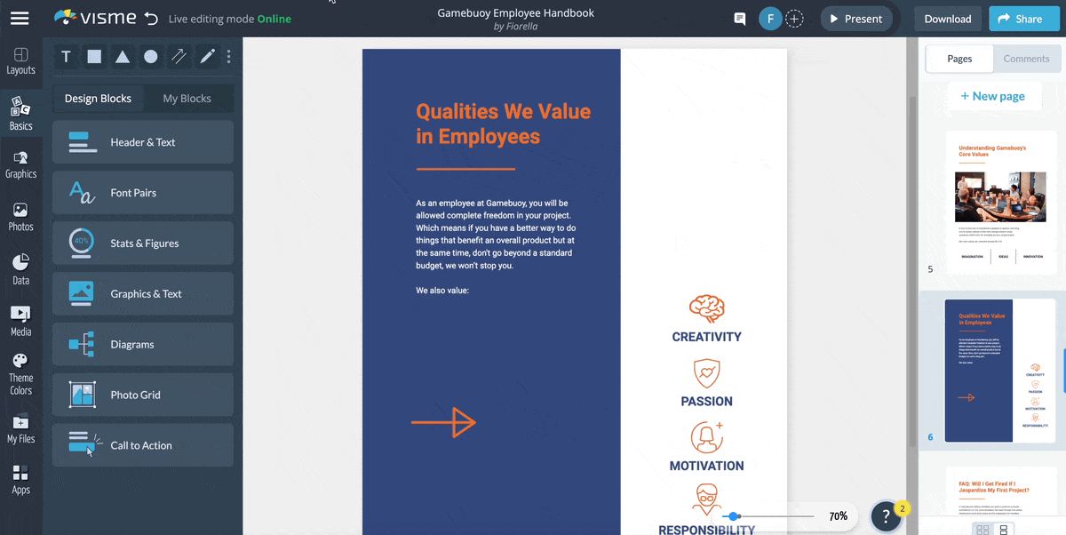 hover effects and interactive pop-ups in Visme