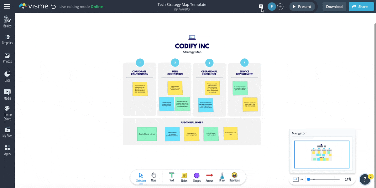 Strategy mapping -GIF of adding a comment directly in the project