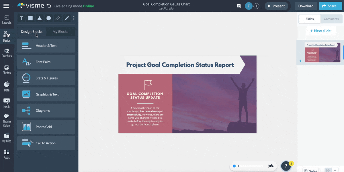 Insert a chart or graph in Visme