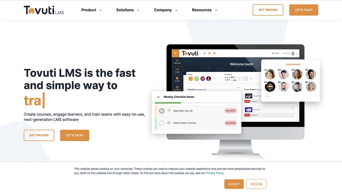Scorm compliant- Tovuti home page