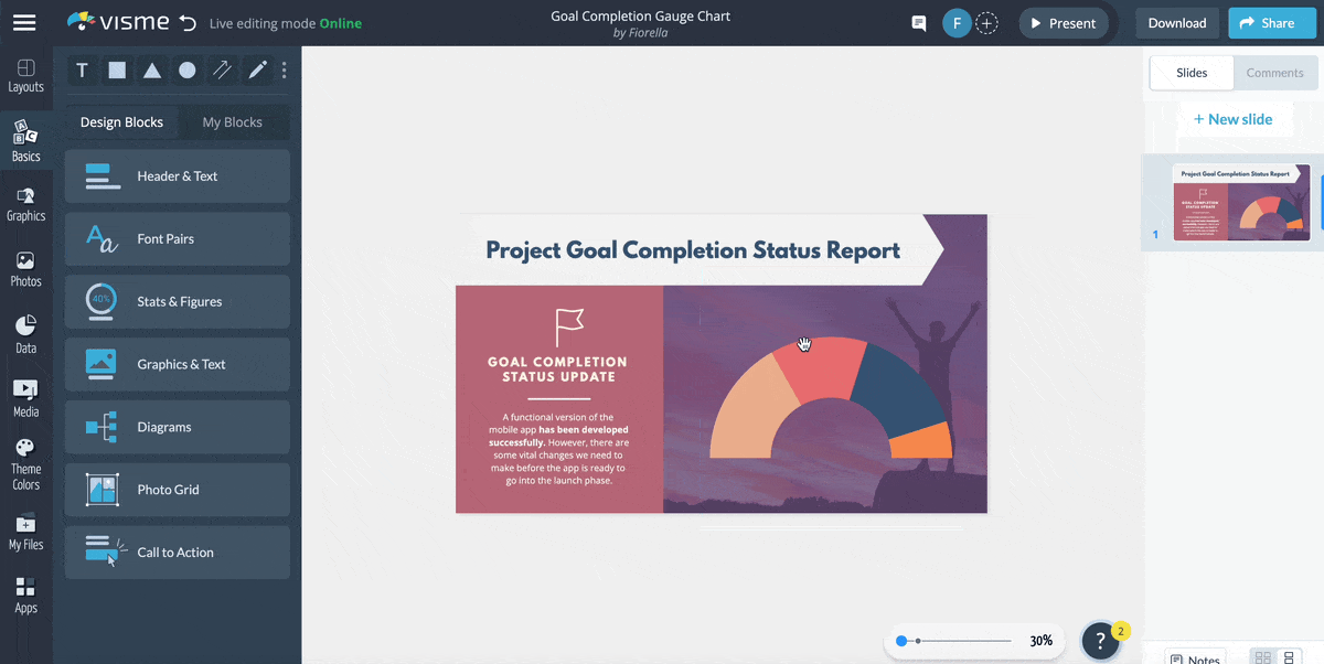 Customize the chart design in Visme