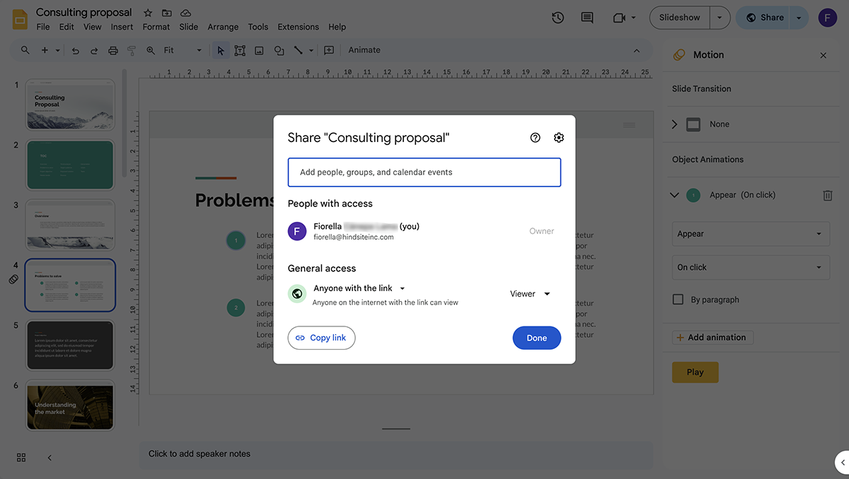 best presentation software - Sharing in Google Slides.