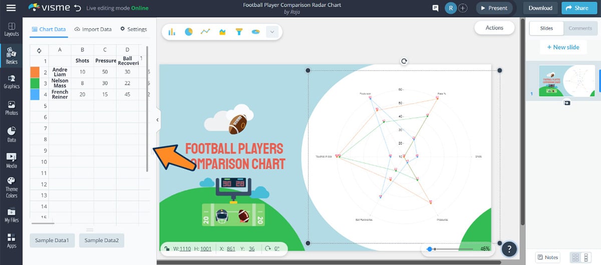 an image of customizing radar chart templates in Visme library