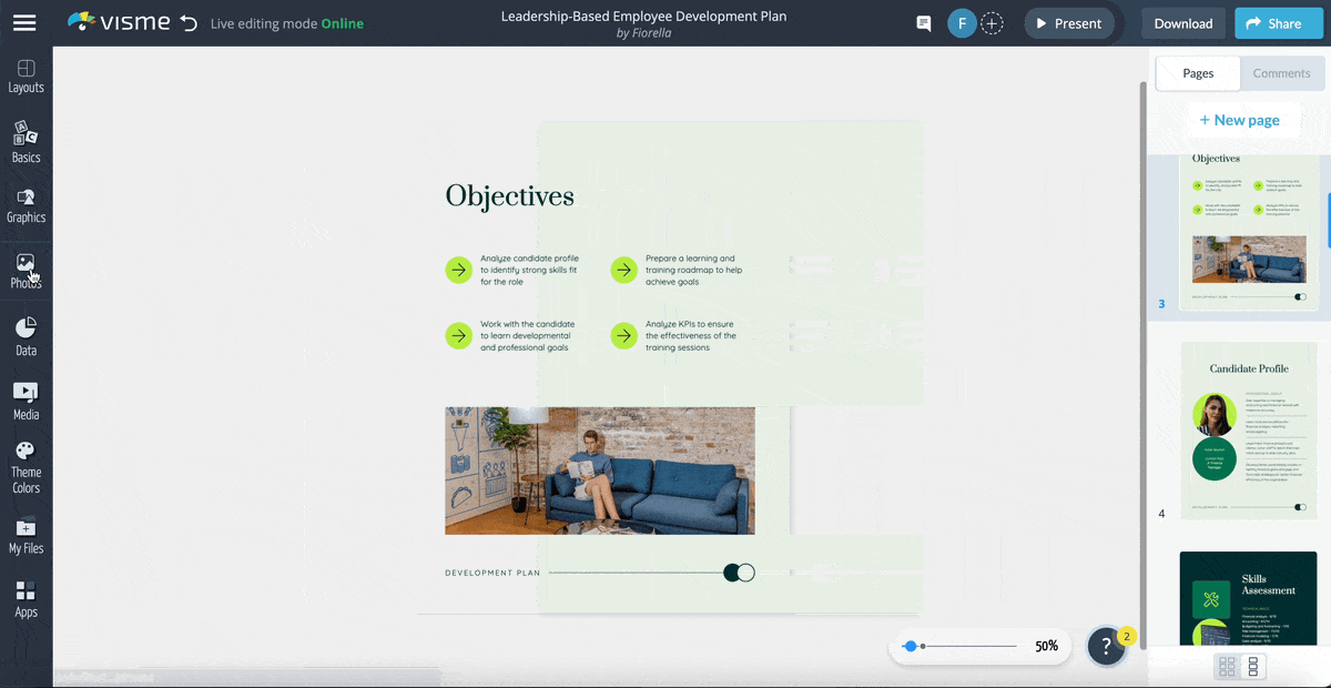 a GIF showing to use the Visme's AI image generator to generate images