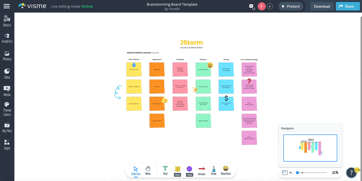 a GIF showing how to collaborate in Visme