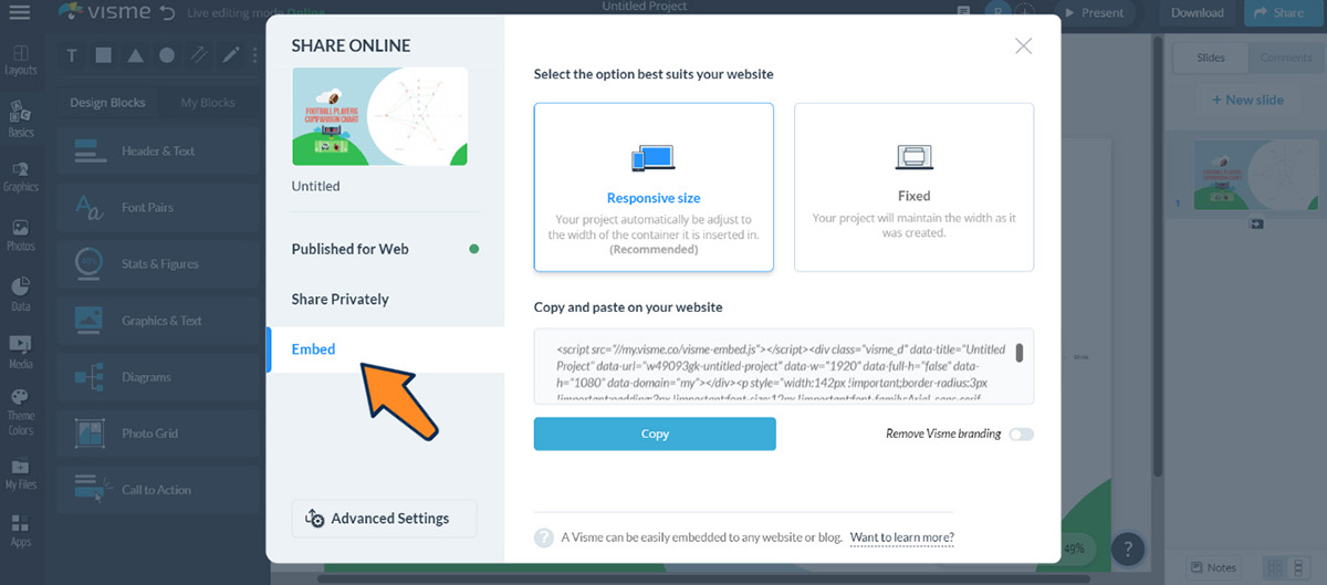 a image of downloading and sharing your radar chart in Visme