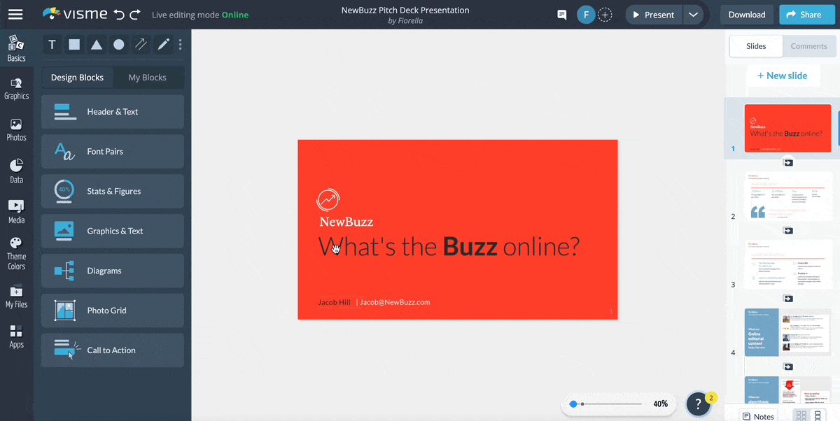 a GIF of Visme's dynamic fields.