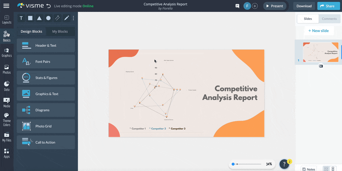 a gif of editing charts in Visme