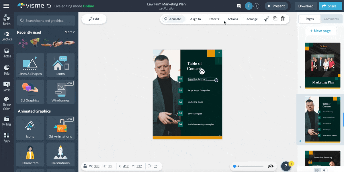 a gif of adding a clickaable menu or interactive table of contents