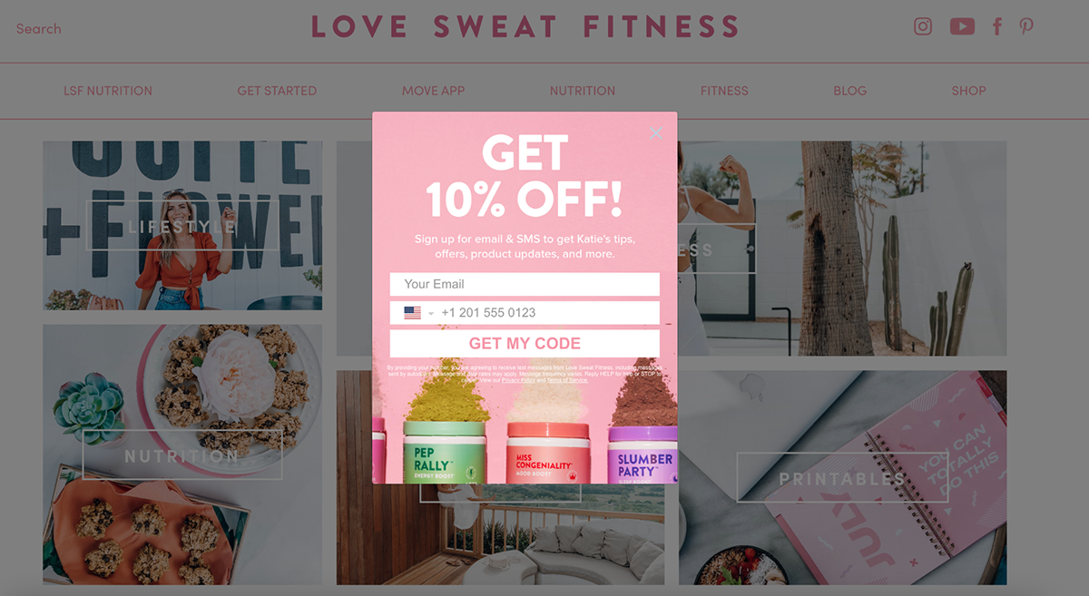 subscribe to blog - love sweat fitness offering incentives