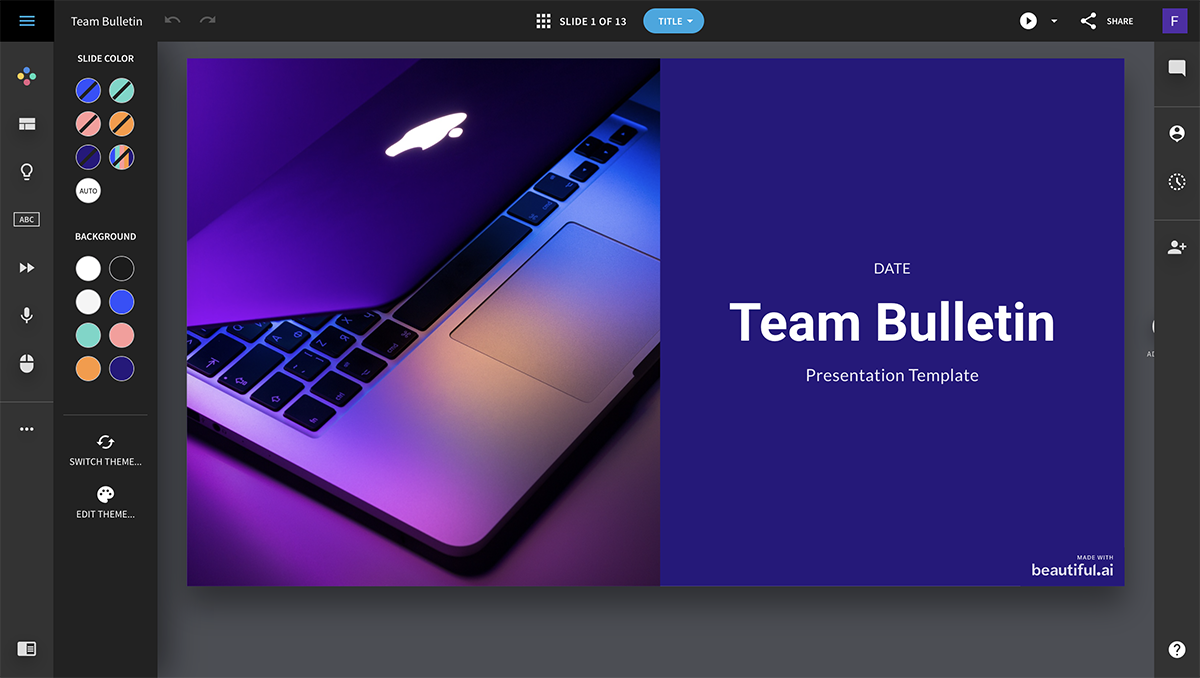 Best Presentation Software Beautiful.ai interface