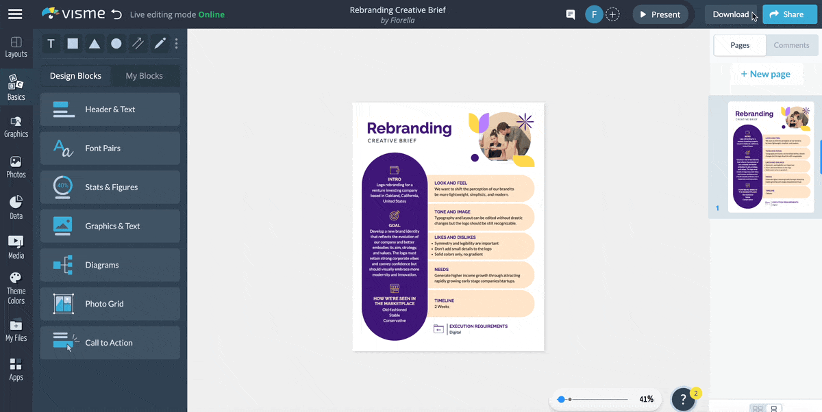 a GIF showing Visme's collaboration feature.