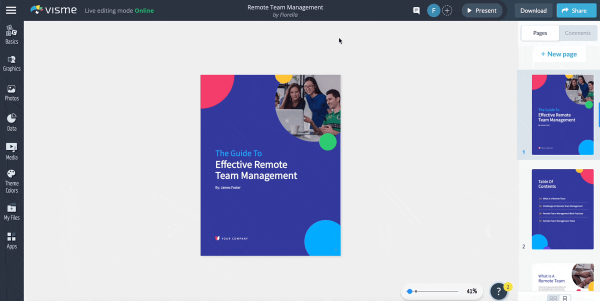 how to share project with team members in Visme