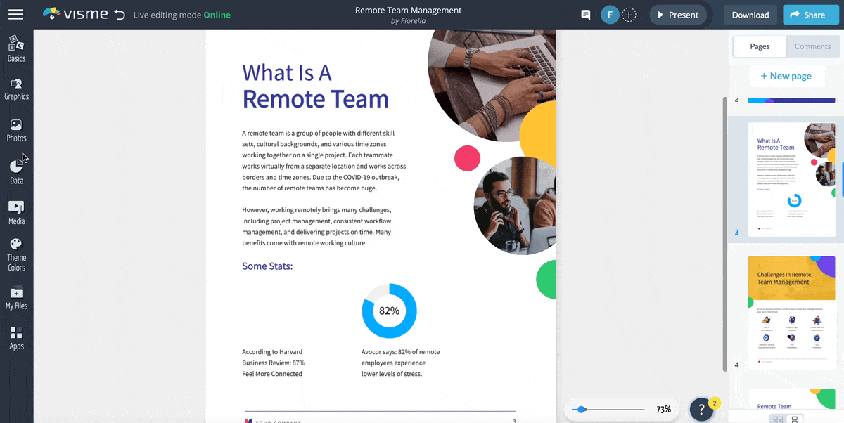 a GIF of adding data visualization to a project