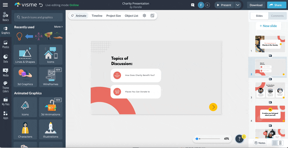 a GIF of Visme's AI-image generator