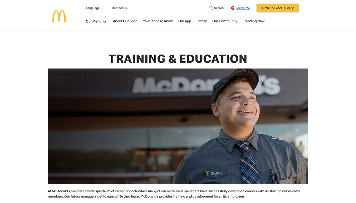 training and development - Macdonalds