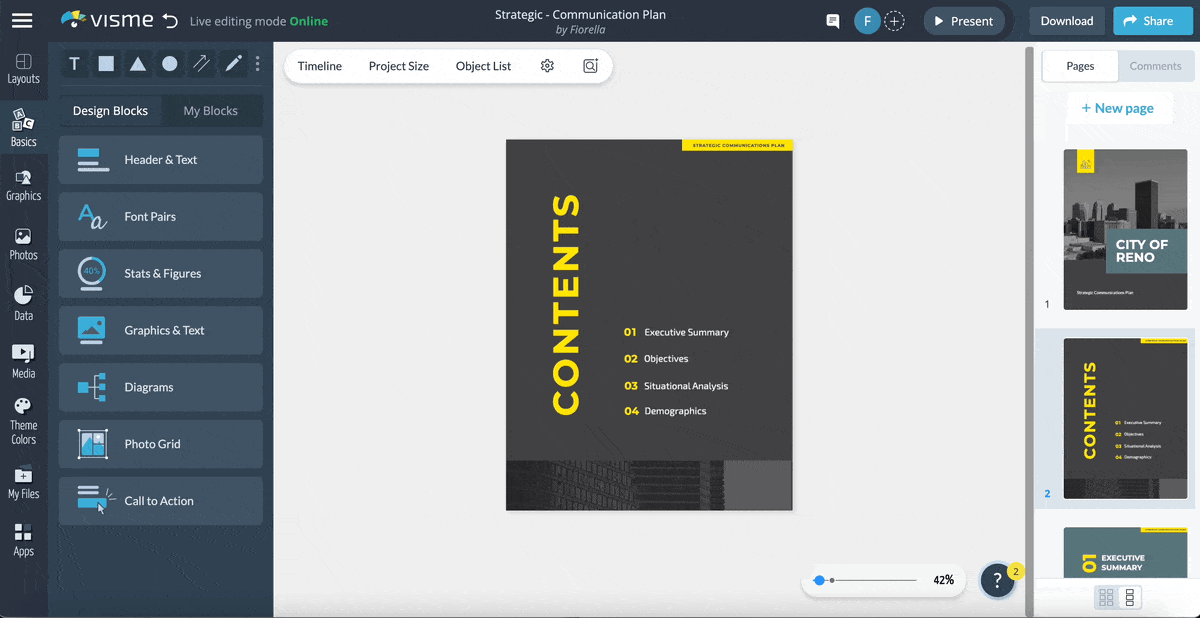  a GIF of adding interactive elements in Visme