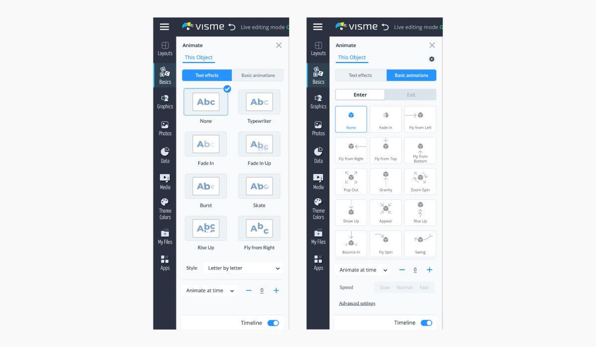 training and development - Visme transitions and animations