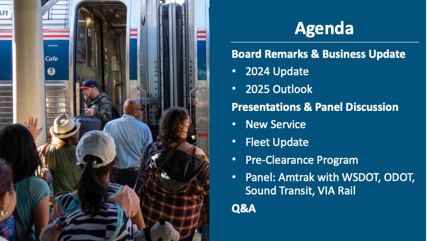 Amtrak Public Board Meeting Presentation agenda slide