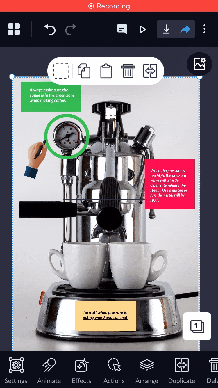 a gif of adding text to image in Visme