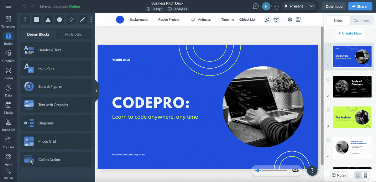 a GIF of the sharing options in Visme