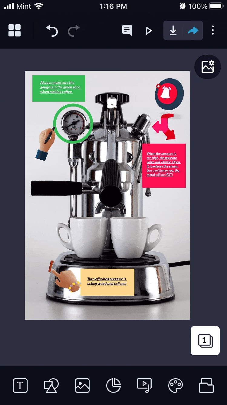 A GIF of an image being animated in Visme