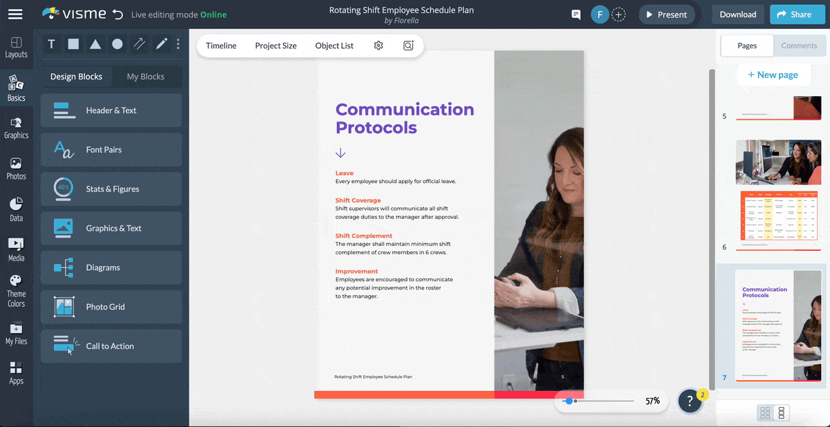 a GIF showing how the Visme collaboration feature works