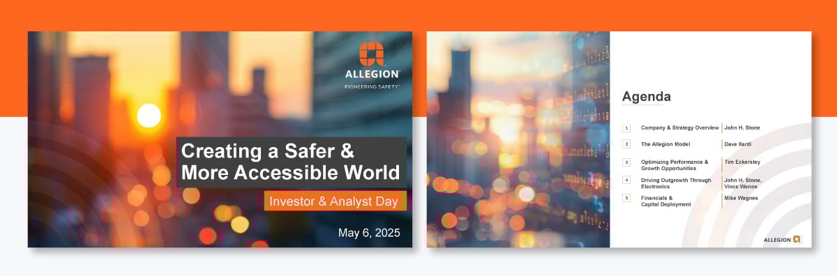 Allegion Company presentation - Agenda Slide
