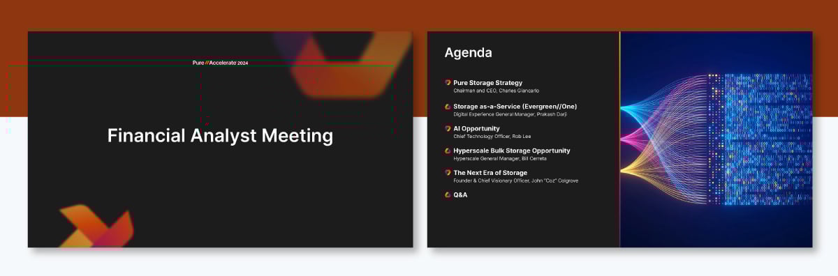 Pure Storage agenda slide 