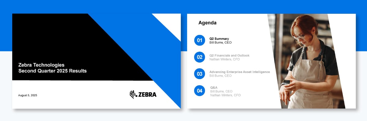Zebra Technologies quarterly presentation agenda slide