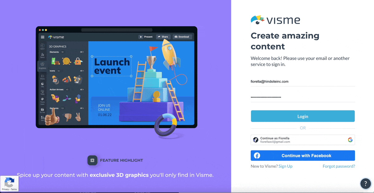 Login to Visme Account