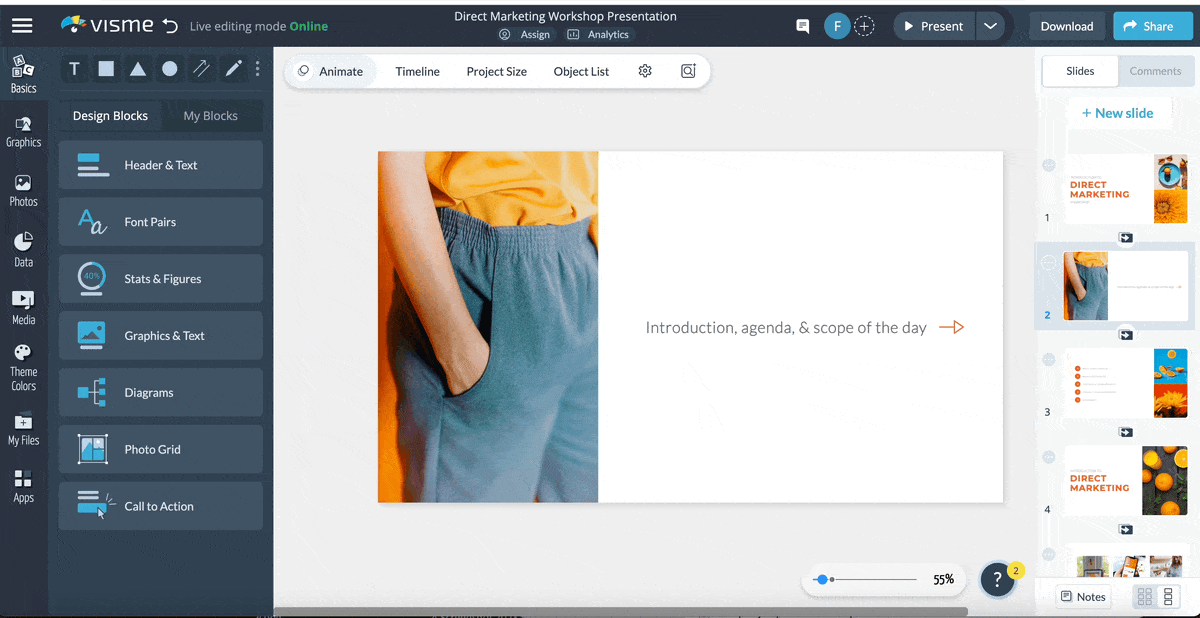 a GIF of Visme's AI writer