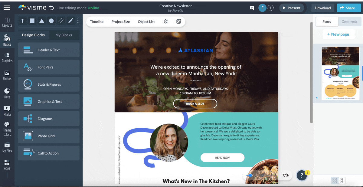 a GIF showing how the Visme AI writing tool works