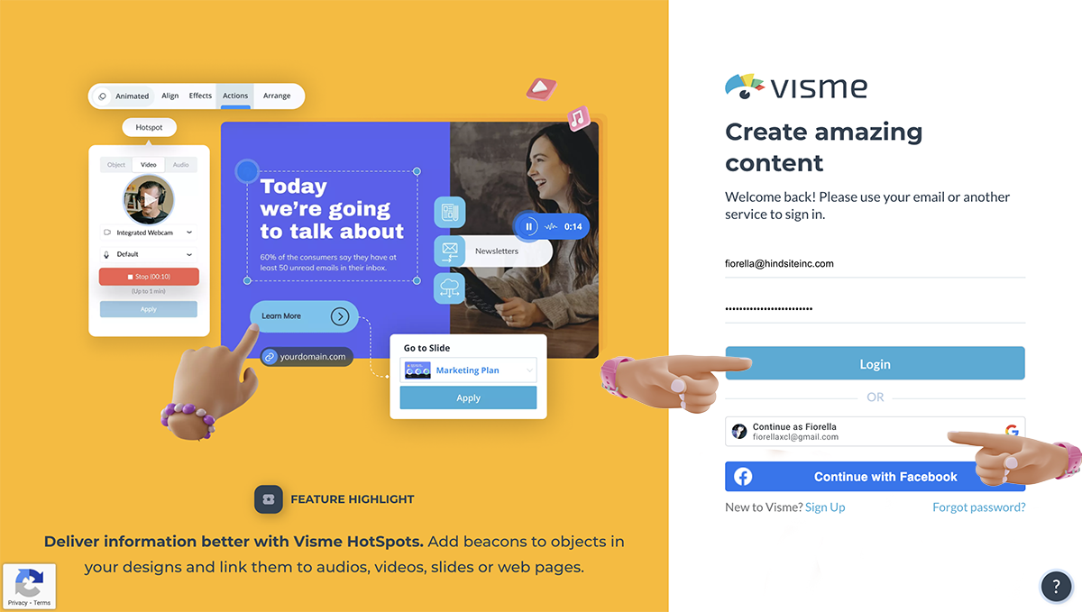 Register or Log Into Your Visme Account