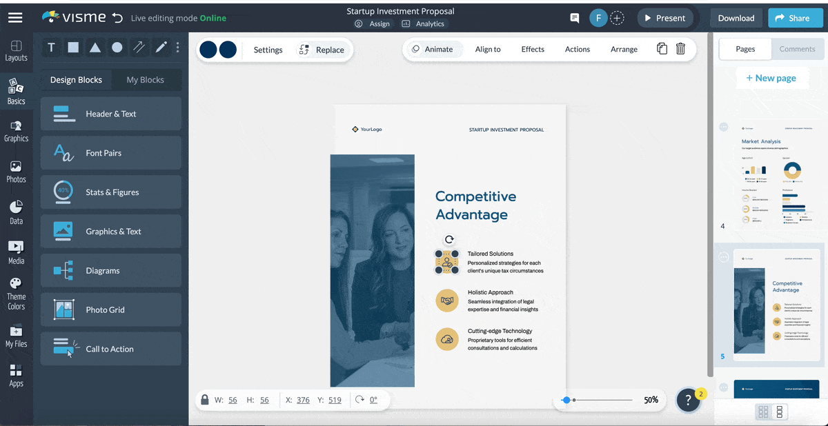 how to add clickable menus to reveal larger data sets or hover effects to reveal additional information