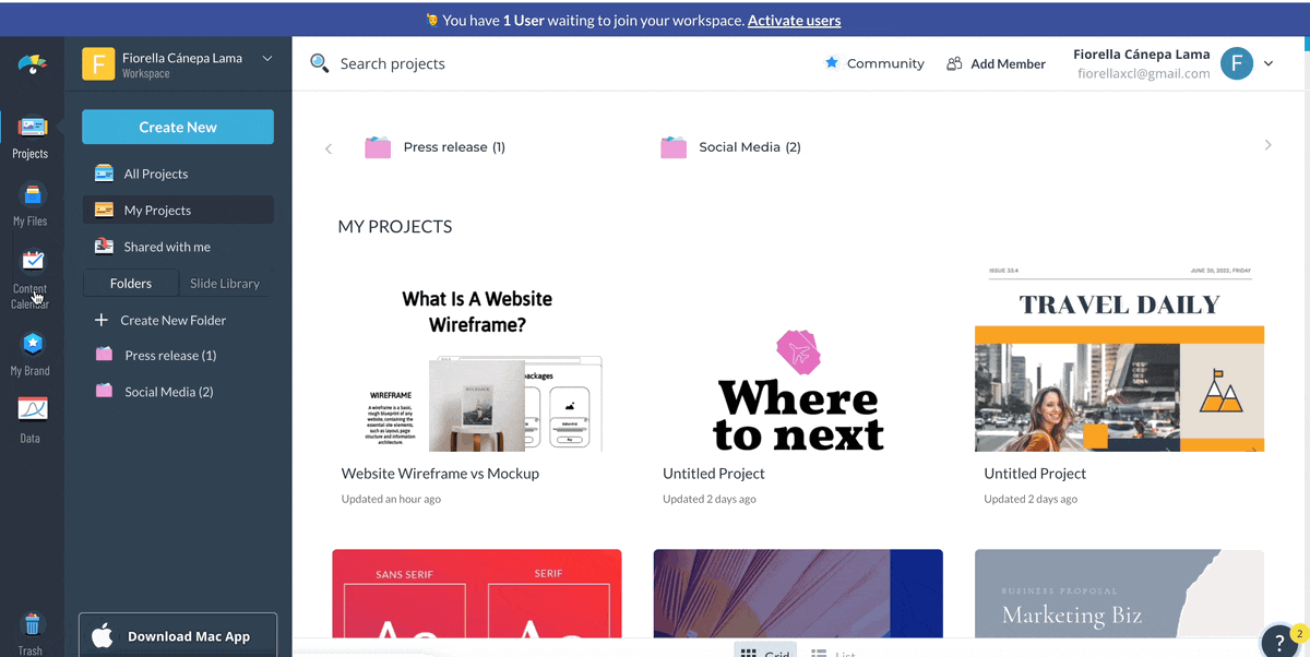 A gif showing how Visme calendar works