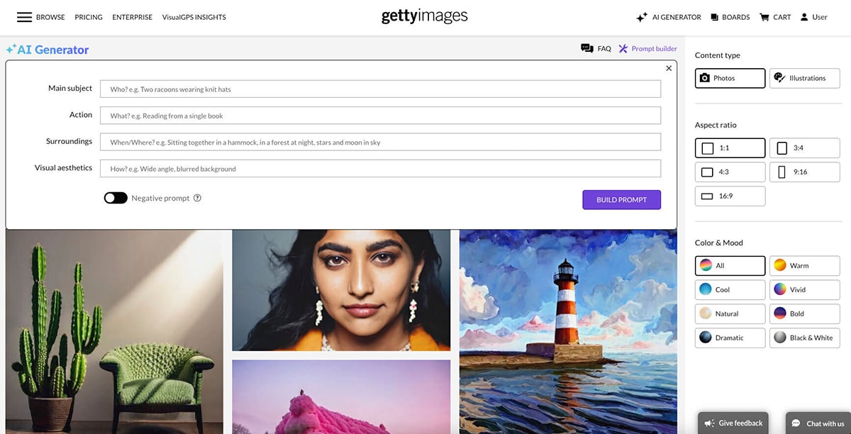 AI Image Generator - Generative AI by Getty Image interface 2