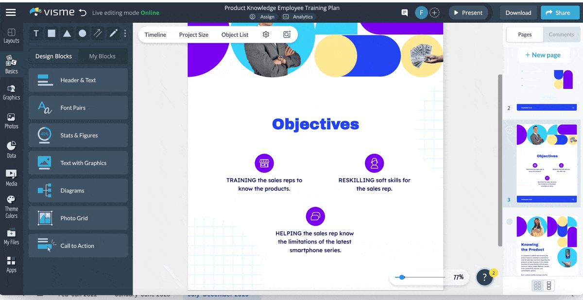 a GIF of Visme's interactive features