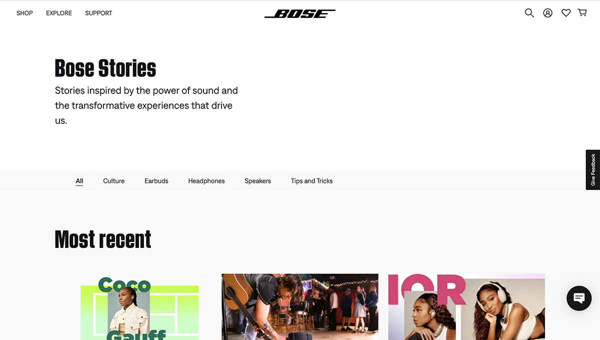 Social selling examples - Bose's blog