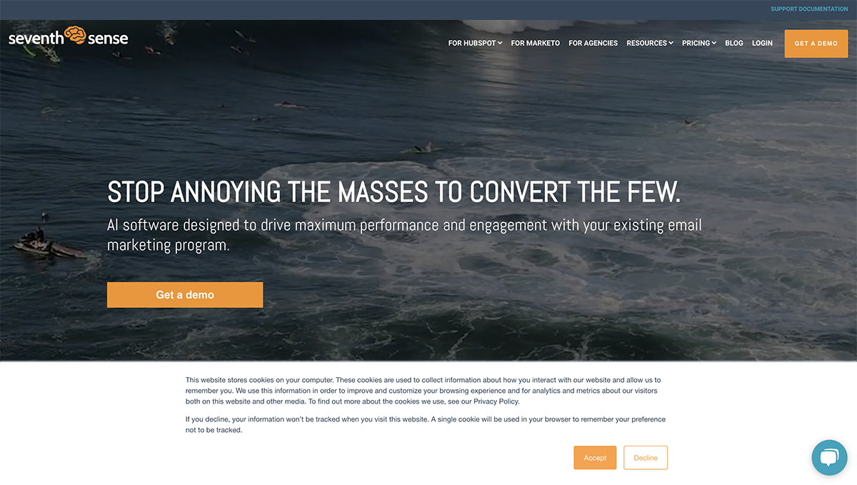 email marketing tool - Seventh Sense home page