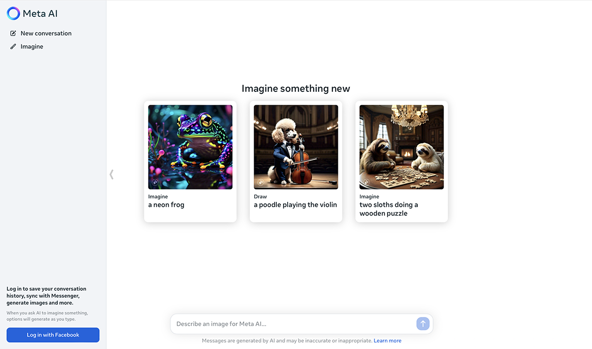 AI Image Generator - Meta AI interface 1