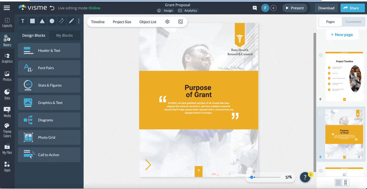 A GIF of customizing your template
