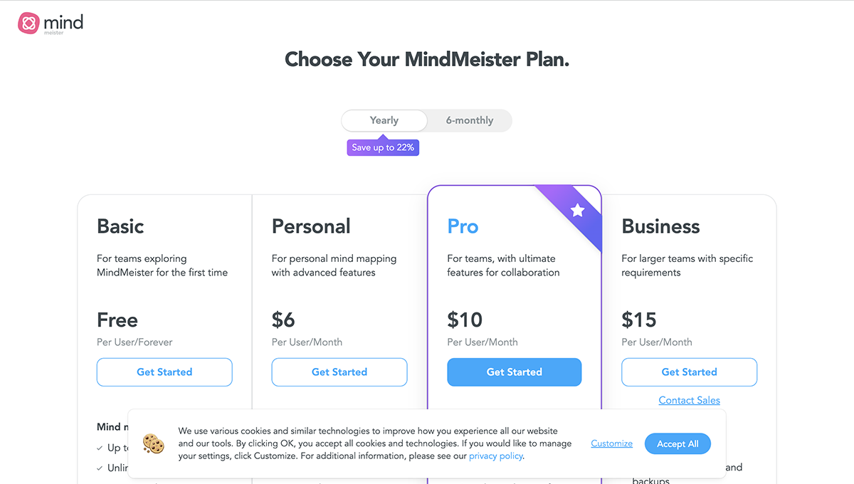 Mindmeister pricing